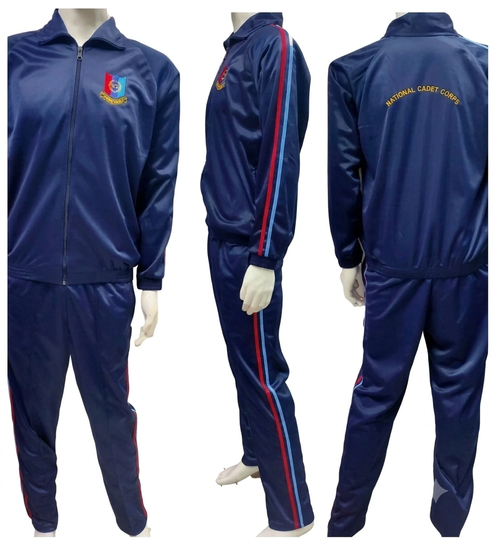 Navy Blue Tracksuit with Side Stripes