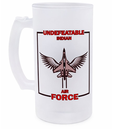 Undefeatable Indian Air Force Frosted Beer Mug
